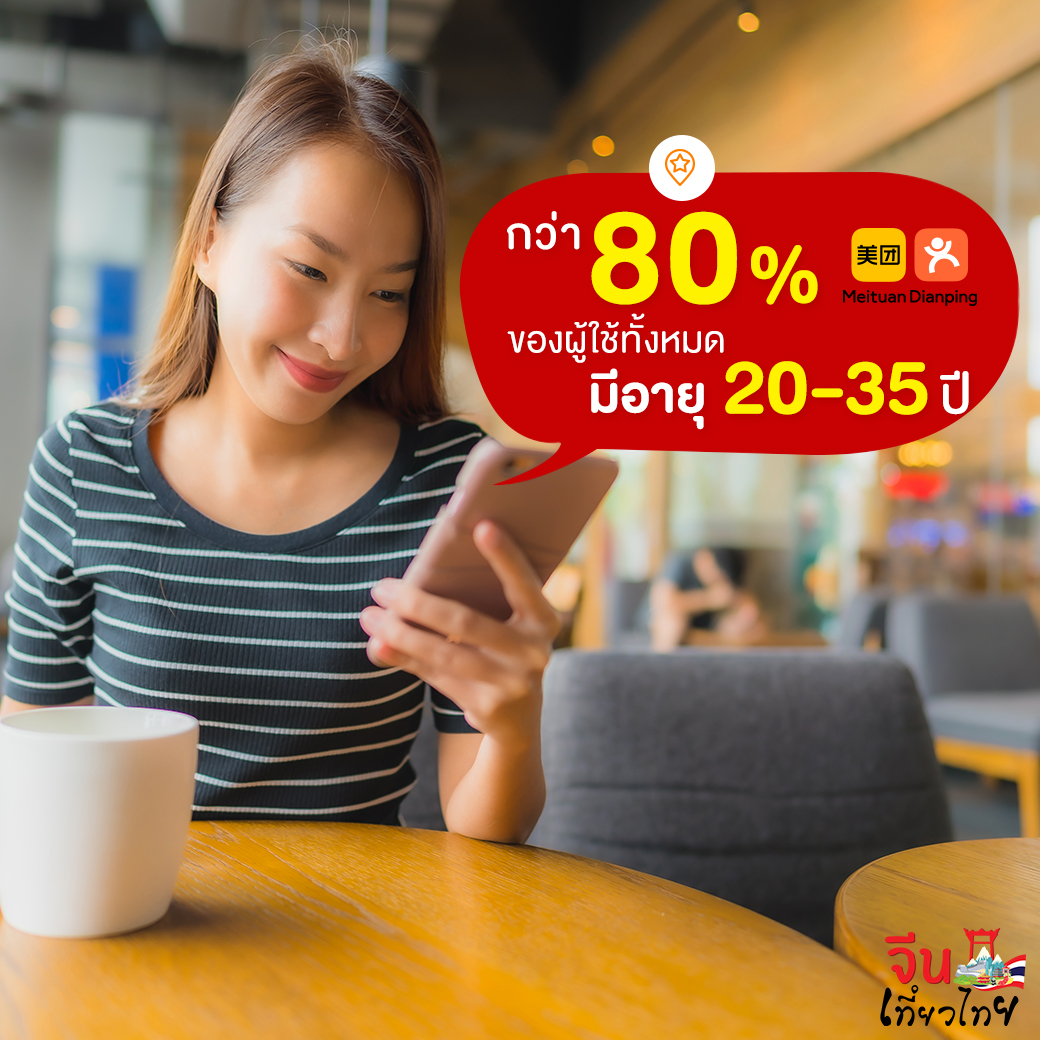 กว่า 80% ของผู้ใช้แอป Dianping ทั้งหมด มีอายุ 20 - 35 ปี และเป็นเพศหญิง