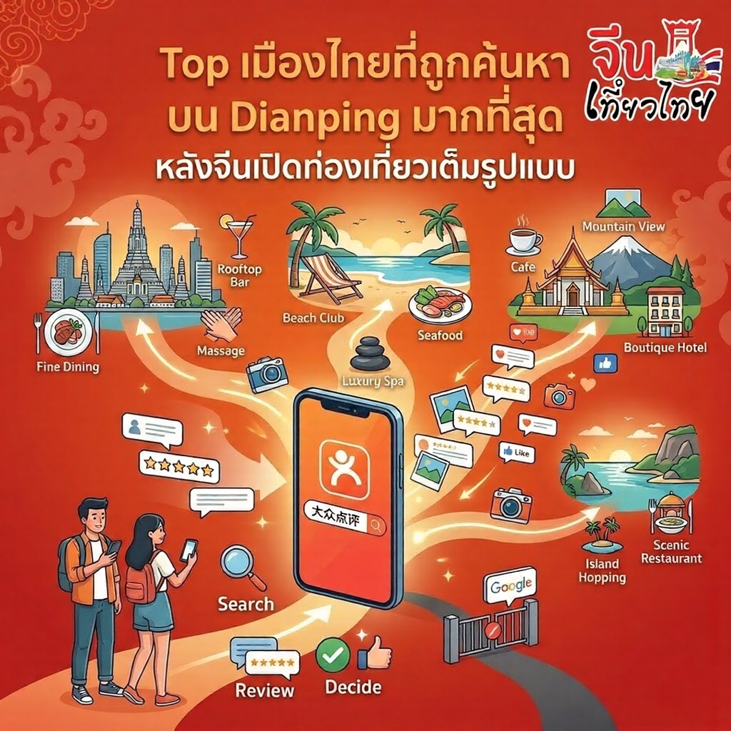 Top เมืองไทยที่ถูกค้นหาบน Dianping